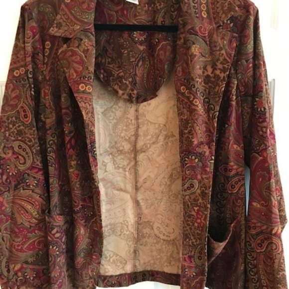 Susan Graver Shirt Jacket Large Brown Paisley - Picture 6 of 6